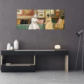 Obraz - William Merritt Chase, A Friendly Call, reprodukcia (120x50 cm)
