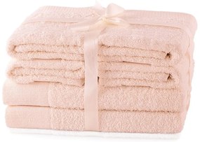 Svetloružové froté bavlnené uteráky a osušky v súprave 6 ks Amari – Restilo