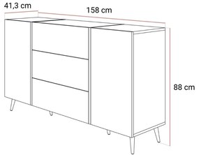 KOMODA SANTINO NA NOŽIČKÁCH KAŠMÍR LESK / ZLATÁ 158 cm