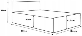 Posteľ s matracom, roštom a úložným priestorom - SIVÁ/BETONOVÁ​​- šírka 120cm