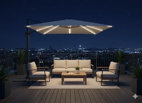 Garden Line 3 x 3 m sivý záhradný slnečník „ROMA“ s LED krytom