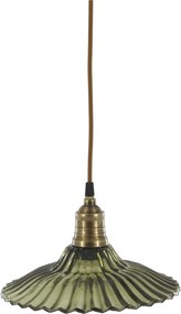 Elegantný sklenený luster s vlnitým zeleným tienidlom Olive Brass – Ø 26*14 cm