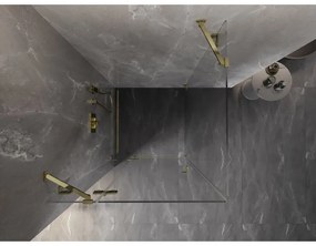 Mexen Lunar, výklopný sprchový kút ľavý 80 x 80 cm, 8mm číre sklo, zlatý profil, 834-080-080-50-00-L