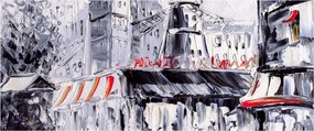 Obraz - Ulica v Paríži, olejomaľba (120x50 cm)