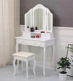 domtextilu.sk Nádherný toaletný stolík s veľkým zrkadlom v bielej farbe 45945 Biela