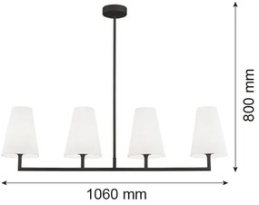 Argon 1831 - Luster na tyči SAFIANO 4xE27/15W/230V čierna