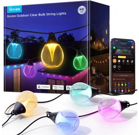 Govee-LED RGBICW Stm. vonkajšia dek. reťaz LED/24W/230V IP67 2700-6500K Wi-Fi