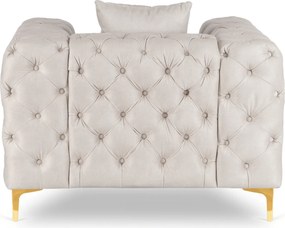 Kreslo MAVIOSA 1 – krémové zamatové moderné kreslo v glamour štýle