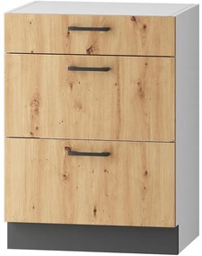Kuchynská skrinka Clara D60 S/3 šedý grafit/Artisan