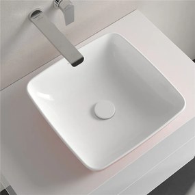 VILLEROY &amp; BOCH Artis štvorcové umývadlo na dosku bez otvoru, bez prepadu, 410 x 410 mm, Powder, 417841BCT0