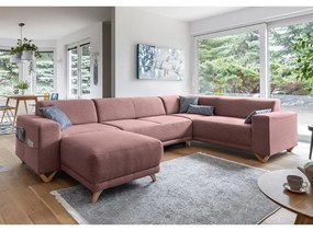 Ružová rozkladacia/s úložným priestorom rohová pohovka (pravý roh/do tvaru "U") Classy Sophie – Miuform