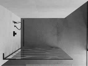 Mexen Kioto L, sprchová zástena Walk-In 70 x 200 cm, 8mm číre sklo biely vzor, čierny profil, 800-070-103-70-97