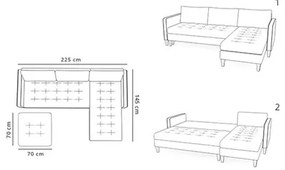 Rozkladacia sedacia súprava OSLO s veľkou taburetkou