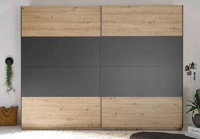 Šatníková skriňa Cordoba 270 cm, dub artisan/grafit