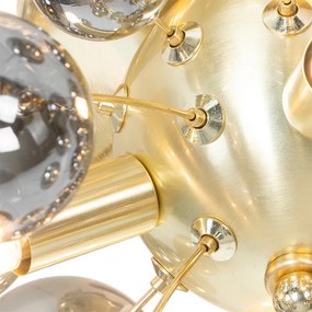 Dizajnové stropné svietidlo mosadzné s dymovým sklom 4-svetlo - Explode