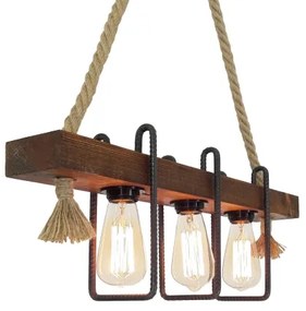 Závesný luster na lankách KUTUK 3xE27/40W/230V borovica