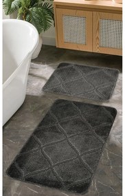 Antracitové kúpeľňové predložky v súprave 2 ks 50x80 cm Cizgili – Foutastic