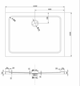 Sprchová vanička MAXMAX MEXEN SLIM 100x120 cm, 40101012