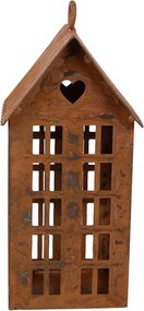 Hrdzavý svietnik v tvare domčeka Rustic Charm - 7*8*15 cm