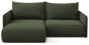 Zelená rozkladacia/s úložným priestorom rohová pohovka (ľavý roh) Nanea – Makamii