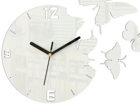 Moderné nástenné hodiny MOTÝLE WHITE white