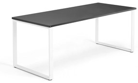 Kancelársky pracovný stôl QBUS, O-rám, 1800x800 mm, čierna/biela