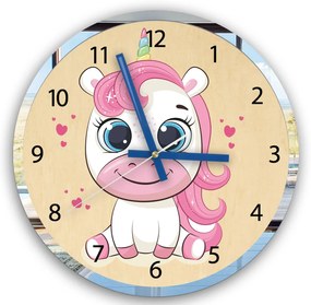 Dětské nástěnné hodiny Mirro Jednorožec 30 cm vícebarevné
