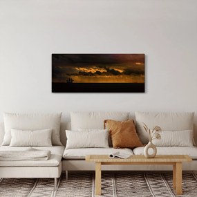 Obraz plachetnice pri západe slnka (120x50 cm)