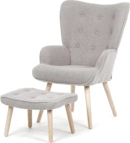 Kreslo sivé bouclé s podnožkou AK-319 GREY2
