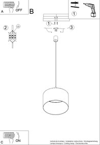 Závesné svietidlo Nevia, 1x modré textilné tienidlo, b