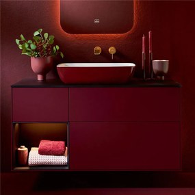 VILLEROY &amp; BOCH Artis obdĺžnikové umývadlo na dosku bez otvoru, bez prepadu, 580 x 380 mm, Bordeaux, 417258BCS9