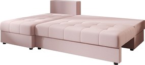 Rozkladacia obojstranná sedacia súprava do L VENORIA SLIM 200x143 cm, púdrovo ružová + 2 vankúšiky ZDARMA