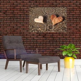 Obraz - Drevené srdiečka (90x60 cm)
