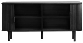 Čierna nízka komoda v dekore duba s posuvnými dverami 76x160 cm Cavo – Unique Furniture