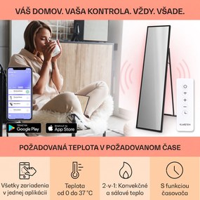 Klarstein La Palma 900 smart, infračervený ohrievač, 40 x 160 cm, 900 W, zrkadlový stojan