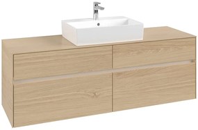 VILLEROY &amp; BOCH Collaro závesná skrinka pod umývadlo na dosku (umývadlo v strede), 4 zásuvky, s LED osvetlením, 1600 x 500 x 548 mm, Nordic Oak, C134B0VJ