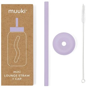 Silikónová slamka s čistiacou kefkou/s viečkom Pastel Lilac – Muuki