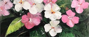 Obraz - Ružové a biele kvety (120x50 cm)