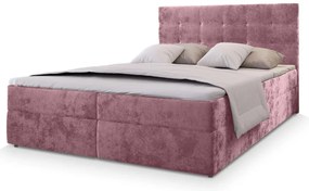 Čalúnená posteľ boxspring GLORIEN VELVET 160x200 cm ružová Matrac: Matrac Bonell pružinový