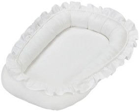 Hnízdo pro miminko s volánem bílá 83x54cm