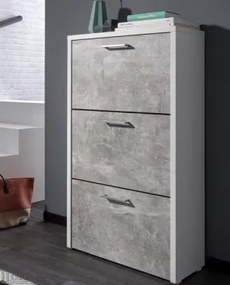 Botník Fulda, biely / šedý betón, výška 115 cm%