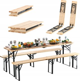 BANQUET SET - STÔL 220 x 50 x 77 cm + 2 LAVICE 220 x 25 x 47 cm - SKLADACIE *2829