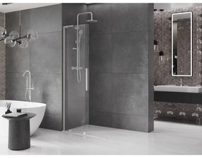 Mexen Velar L, posuvná sprchová zástena Walk-in 120 x 200 cm, 8mm číre sklo, brúsená oceľ, 871-120-003-03-97