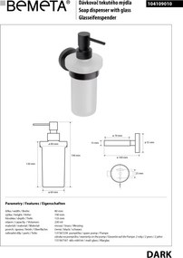 Bemeta Design DARK: Dávkovač mydla, 230 ml - 104109010