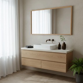 Nástenné zrkadlo B044 NAT, bambus, L