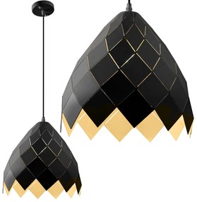 Toolight Toolight, závesná kovová stropná lampa 1xE27 APP338-1CP, čierna, OSW-05019
