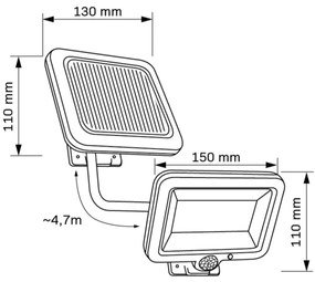 LED Solárny reflektor so senzorom DUO LED/1W/3,7V 1200 mAh IP44