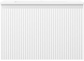 Mexen Rivel, kúpeľňová skrinka 70 cm s umývadlom Otis, 1 zásuvka, drážkovaná, biela matná, 91A20-07047-1-BF01-W18M01