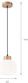 Luster na lanku HARMONY 1xE27/15W/230V pr. 20 cm biela/dub