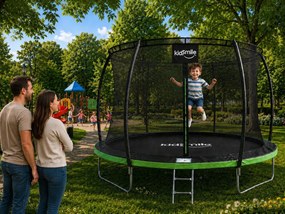 TRENDIE Trampolína s vnútornou sieťou 312 cm zelená + rebrík